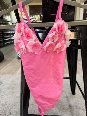 Floatimini Bright Pink Floral-Appliqué One-Piece Swimsuit